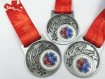 bag hanger and pins and medal 